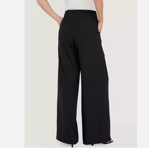 Old Navy Extra High-Waisted Super Wide-Leg Size 8 Black Pleated Drapey Pants $50 - Picture 2 of 11